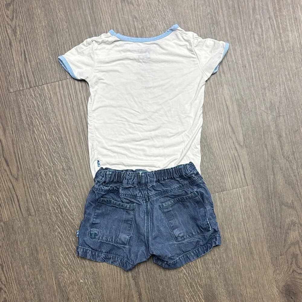 Blue and White Kids Shirt with Tree and Beehive Design